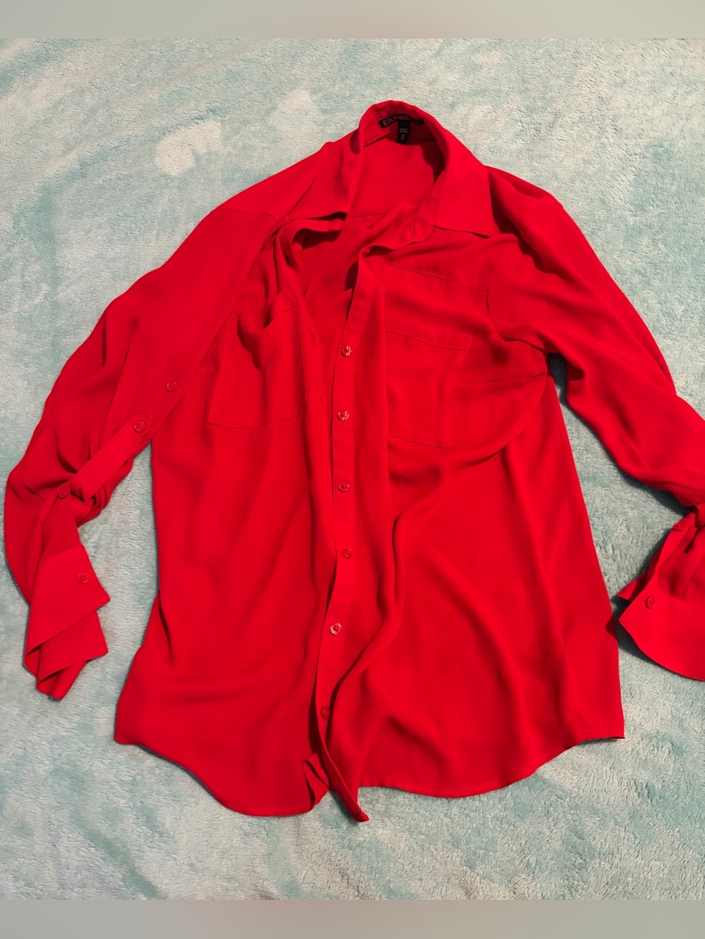 Express- Women’s Casual Red Button-Down Shirt